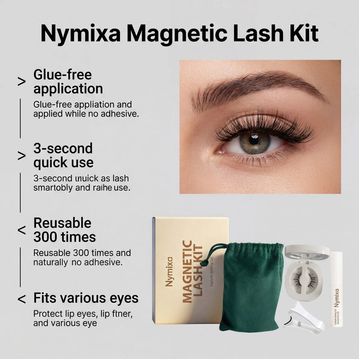 Kit Pestañas Magnéticas Wispy Natural 3D | Nymixa