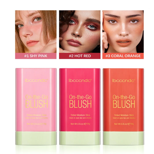 ibcccndc Rotating Blush Cream Tinted Moisture Stick Naturally Long-lasting Moisturizing Waterproof And Non-Removing Orange Blush
