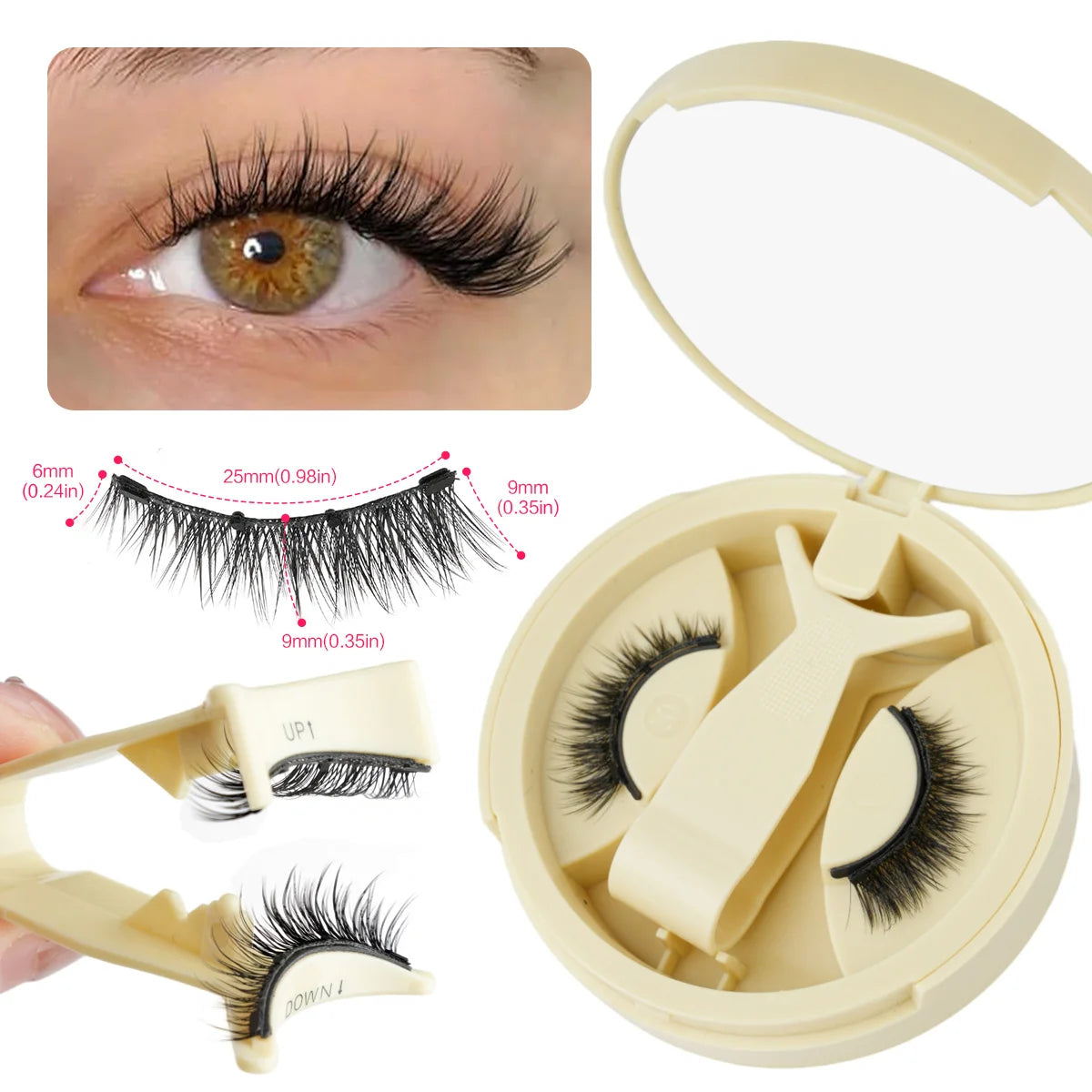 Pestañas Magnéticas Cat Eye con Pinzas | Reutilizables