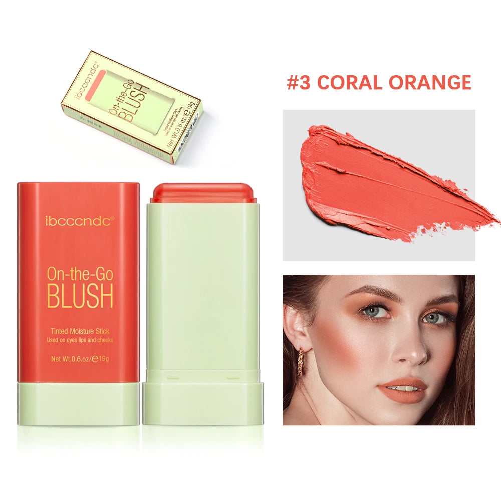 ibcccndc Rotating Blush Cream Tinted Moisture Stick Naturally Long-lasting Moisturizing Waterproof And Non-Removing Orange Blush